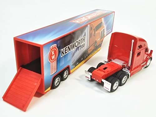 Kinsmart Kenworth T700 Container Trailer Truck 1/68 Scale Diecast Pullback Diecast Model Car (Red)