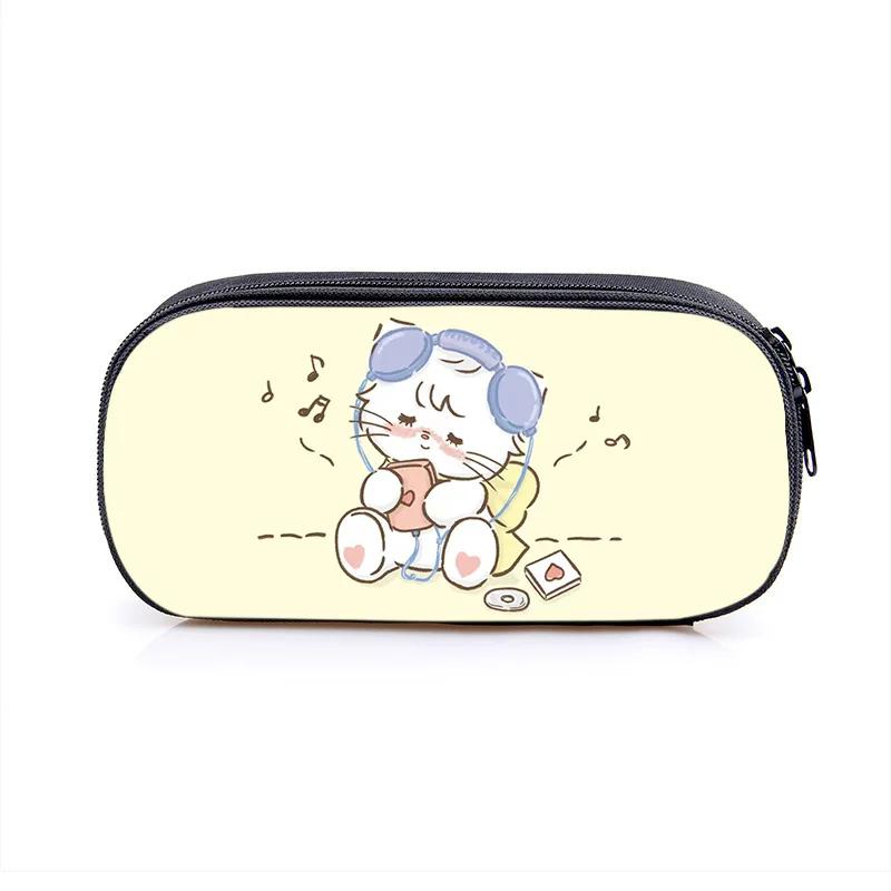 Mikko Pencil Bag Anime Pencil Cases Canvas Kawaii Stationery Box Children's Office Student School Supplies Stationary