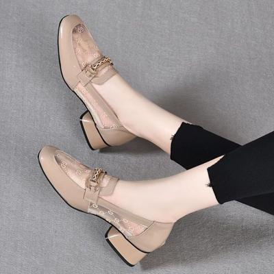 Fashion Square Heels Shoes For Women 2024 Flats Ladies Summer Footwear Flat Loafers Genuine Mark Spring High Quality Stylish Offer