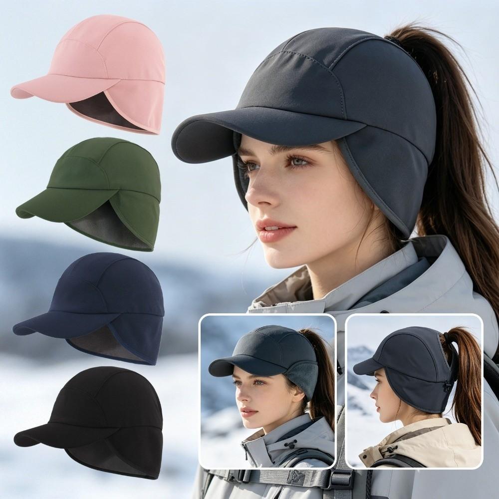 Adjustable Snapback Ear Flap Baseball Cap Thickened Fleece Winter Sports Hat