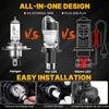 H4 Bi LED Projector Headlight Bulbs Mini Lens Canbus Turbo Cooling 120W Plug and Play for SUV Truck Headlight Replace