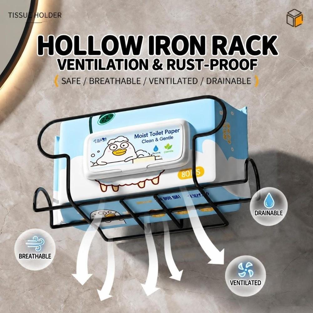 Rust Resistant Paper Holder No Drill Installation Wet Wipe Storage Rack Kitchen Bathroom