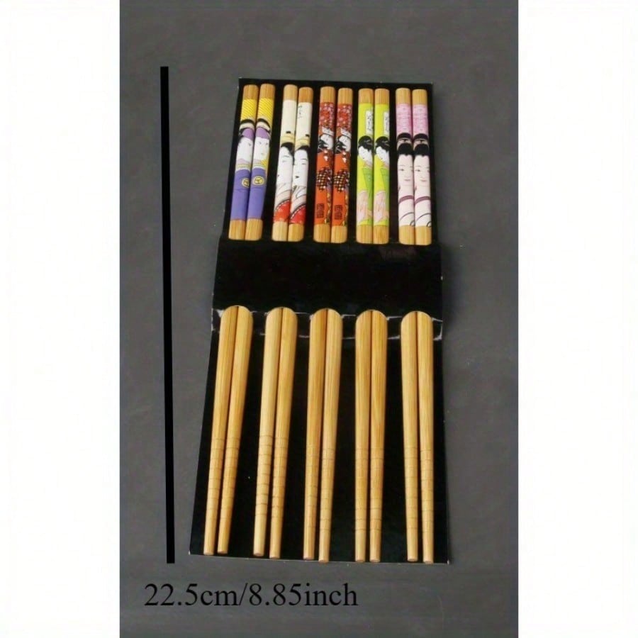 5 Paar wiederverwendbare Essstäbchen für Sushi, rutschfeste Essstäbchen für Lebensmittel, chinesische Essstäbchen, Geschirr, Geschenk, Küchenutensilien
