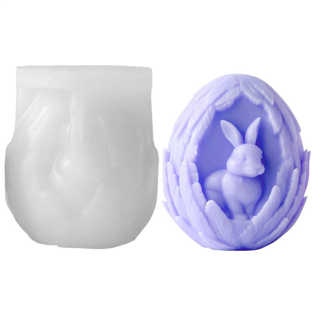 Easter Bunny Egg Silicone Mold Easter Bunny Egg Candle Mold Reusable Easy Release Mold For Wax Plaster Soap Arts & Crafts