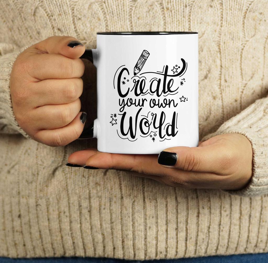 Inkdotpot Create Your Own World  11 Oz  Ceramic Coffee  Mugs Inspirational Quotes Gift For Co-Worker Boss