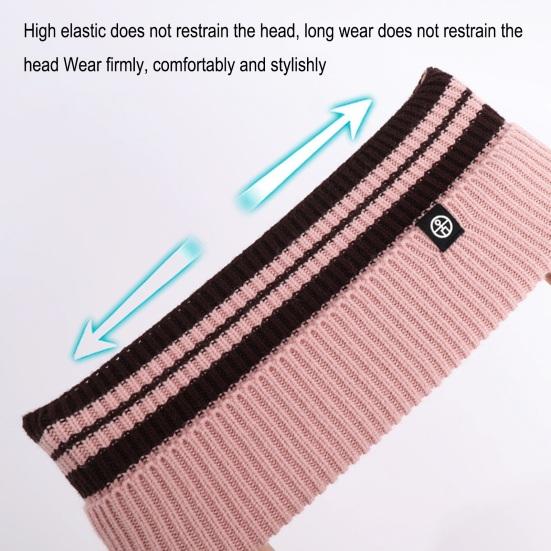 Yousheng Kids Knitted Headband Wide Edge Elastic Ear Protection Warm Striped Contrast Design Ponytail Opening Headband