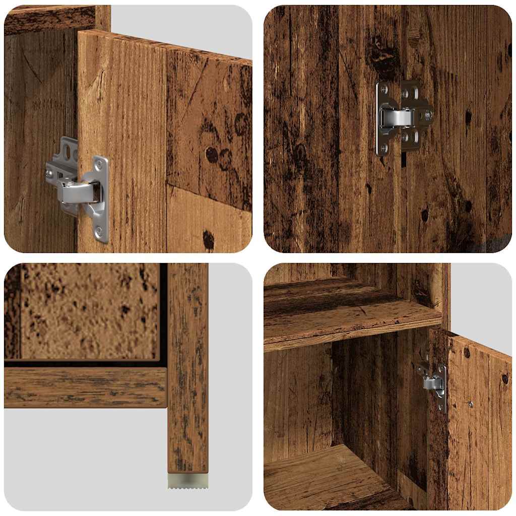 3 Piece Bathroom Furniture Set Rustic Wood Look Engineered Wood