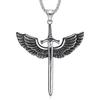 Angel Wings Pendants Necklaces for Men Women Stainless Steel Charm Chain Holy Sword Cross Pendant Unisex Jewelry Accessories