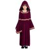 Medieval Vampire Witch Hooded Wine Red Dress Cosplay Halloween Costume Carnival