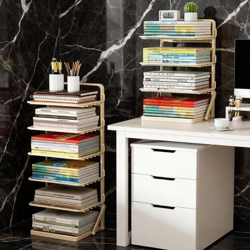Small Size Desktop Bookshelf, Stable Dual Purpose Book Storage Rack, Simple Tabletop Organizer for Student Study Desk