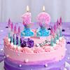 11pcs Mermaid Themed Birthday Candles,Number 0-9 Girls Glitter Birthday Party Supplies,Anniversary Party Decor, Cake Decorations