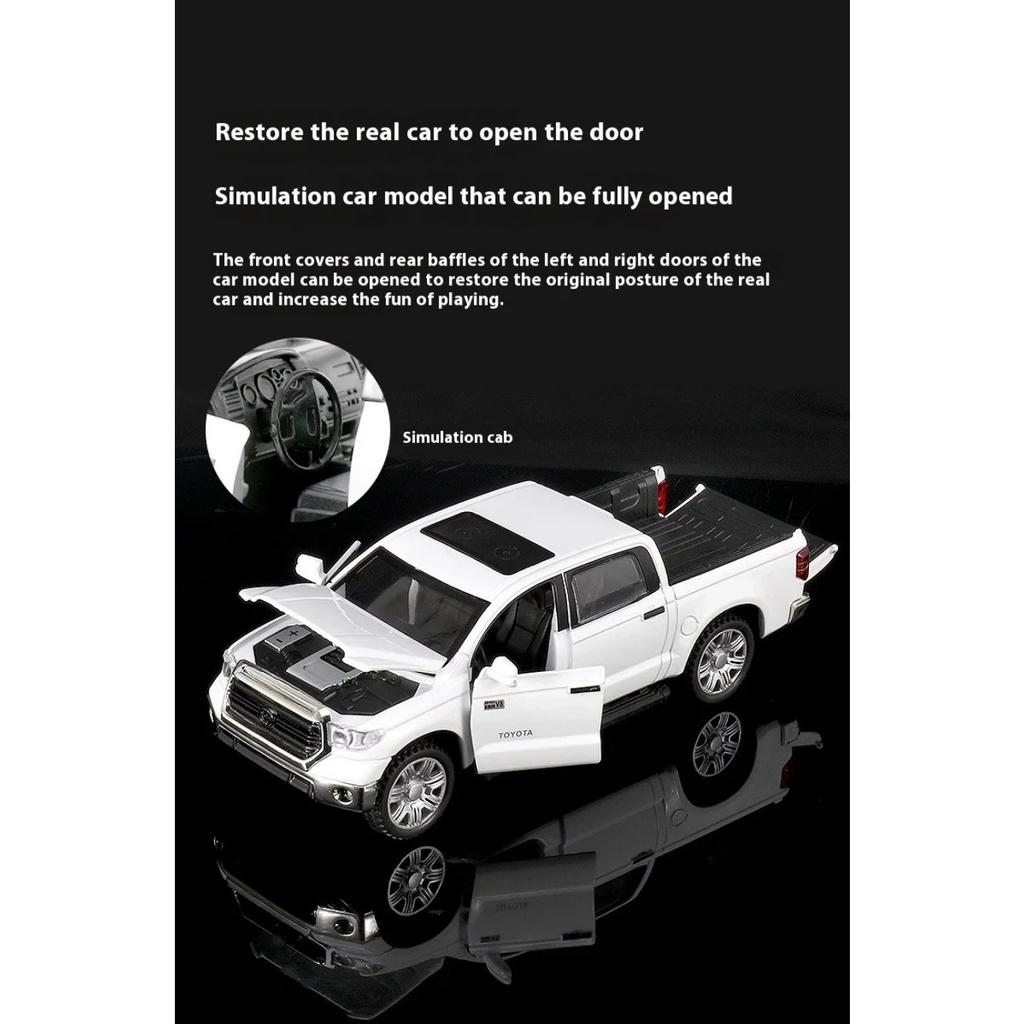 1/32 Scale Toyota Tundra Off Road SUV Pickup Truck Alloy Metal Diecast Car Model Sound & Light Adult Collectible Gifts Mini GT Present