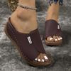Fashion Lightweight Peep Toe Wedges Slippers Women Summer Platform Thick Sole Sandals Woman Plus Size Pu Leather Slides Shoes Mujer 43