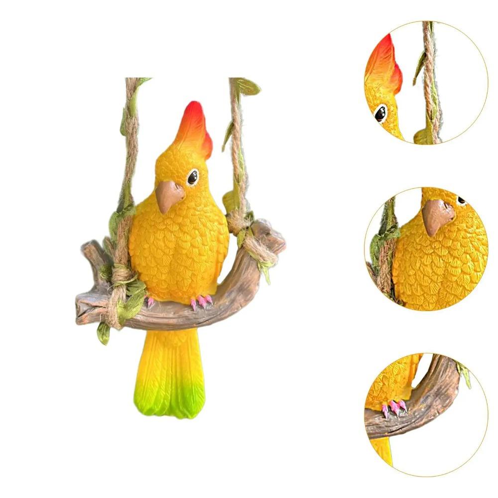 Resin Parrot Statue Ornament Chinese Style Bird Sculpture  Garden Lawn Patio Porch