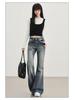 2025 Women's Low Waist Stretch Flare Jeans - Retro Whiskered Micro Flare