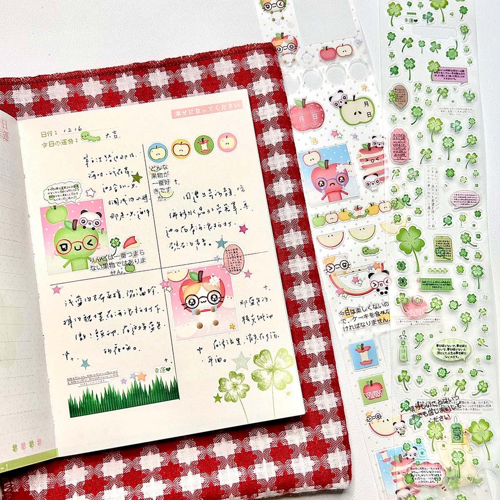 Four-Leaf Clover Vintage Pet Sticker Tape Decorative Stickers for Scrapbooking Cute Washi Tape Suitable for Craft Albums
