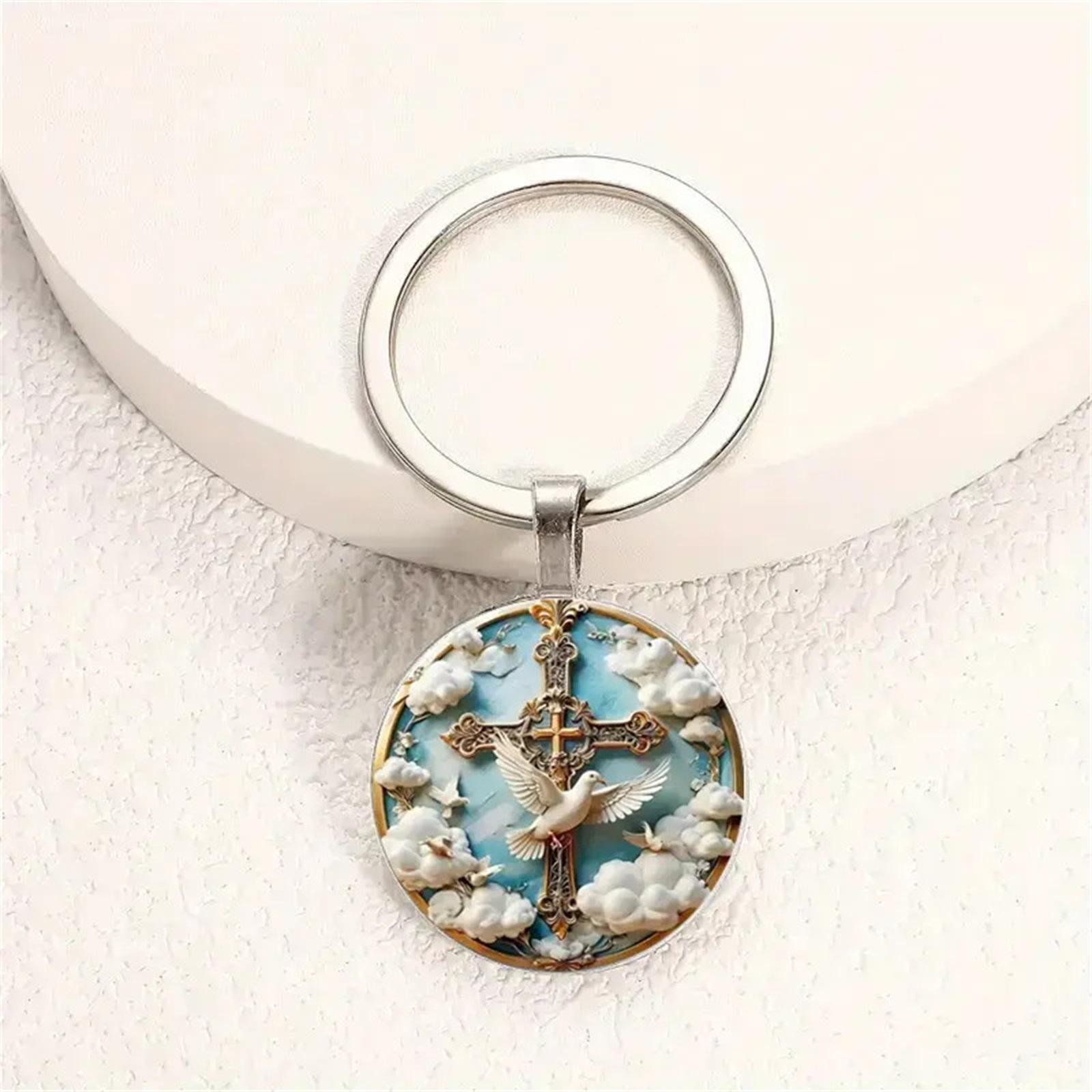 

Cross And Glass Pendant Keychain Ornament One Size