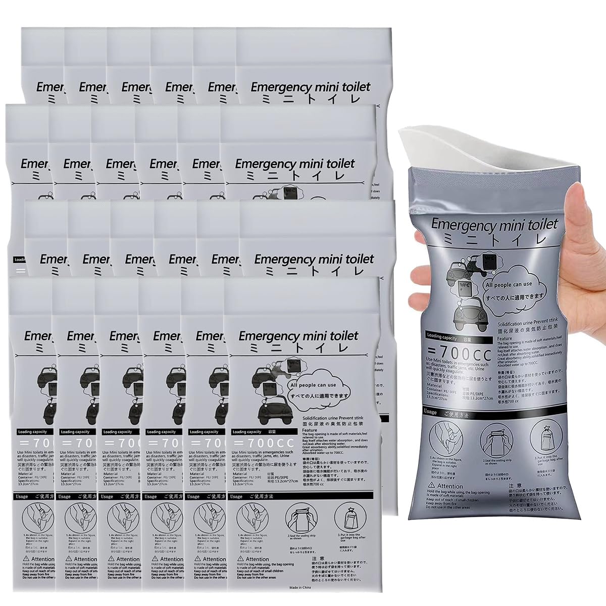 

HGEN портативный аварийный дорожный транспортный горный одноразовый 700 куб. см водный унисекс туалет, аварийная ситуация, катастрофа, профилактика, туалет, заторы,