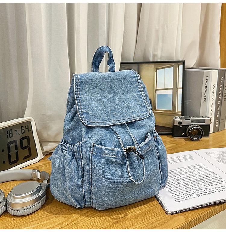 Schoolbag Retro Denim Backpack Women's New Large-capacity Versatile Backpack Student Schoolbag Simple Personality Big Bag