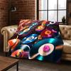 Retro Vinyl Record Music DJ Tape Flannel Blanket Soft Warm Blanket Throw Blanket for Bedroom Living Room Bed Travel Picnic Gift