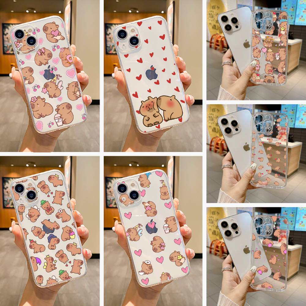 Cartoon C-Capybara Handyhülle Für iPhone 17 16 15 14 13 12 11 Mini Pro Max Plus Transparente Hülle