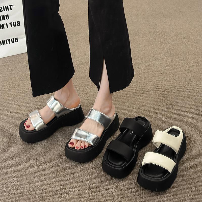 Casual Outerwear One-word Drag Women's Summer 5 New Korean Version Muffin Thick-bottomed Small Man Height Increase Comfortable Cool Slippers