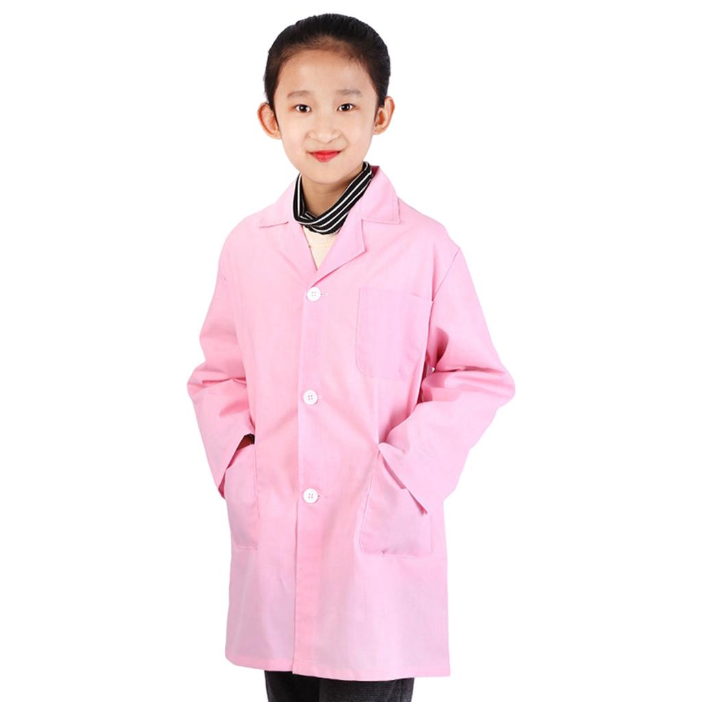 Cotton Childrens Lab Coat With Functional Pockets Science Role Play Costume Adjustable Design Multiple Color Option