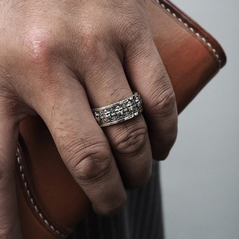 Punk Gothic Skeleton Open Ring Neutral Retro Creative Silver Color Hip Hop Personalized Halloween Party Jewelry Gift