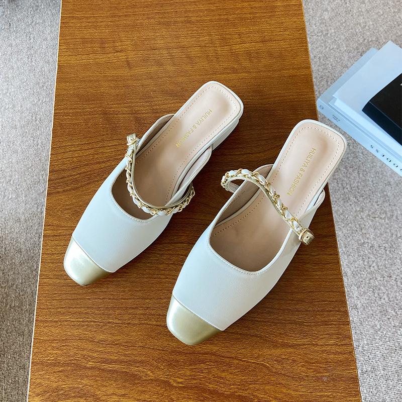 

Y558-1 French Xiaoxiangfeng temperament single shoes women s shallow mouth square head low heel bag head women s shoes with skirt evening shoes 40 абрикосовый