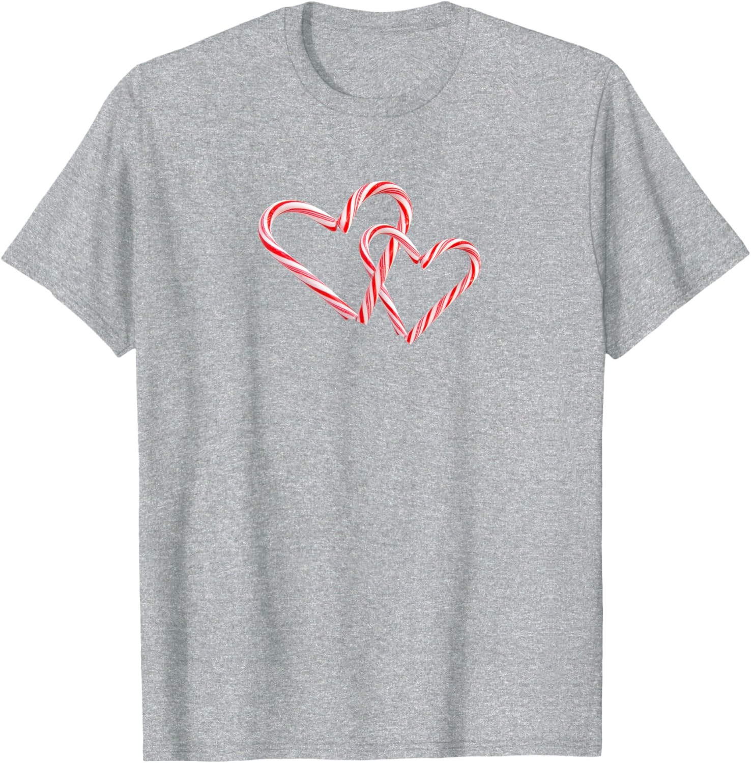 Candy Cane Hearts Graphic Tee Interlocking Peppermint Christmas Holiday T-Shirt 4XL