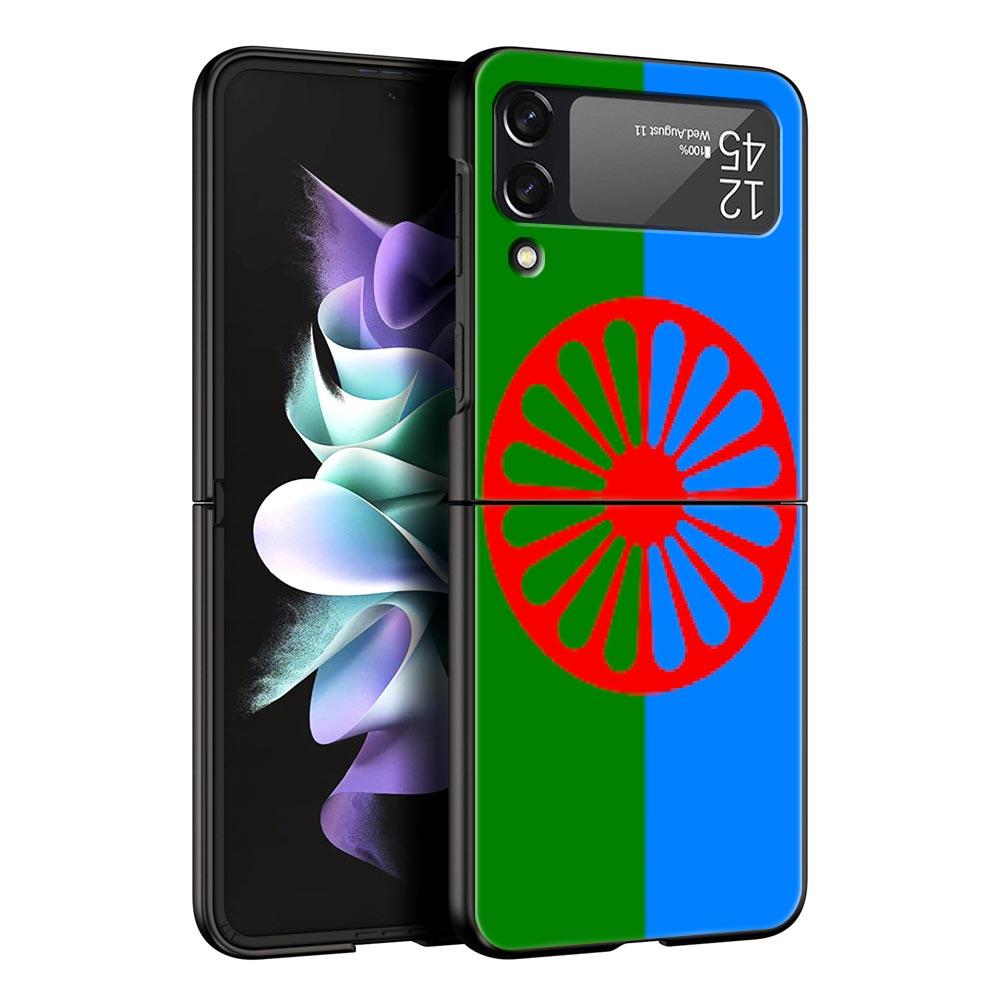 

Gypsy Romani Roma Flag Z Flip 4 Phone Case For Samsung Z Flip 3 5G Black Hard Shell Galaxy ZFlip3 ZFlip5 Cover Folding Luxury Galaxy Z Flip 5