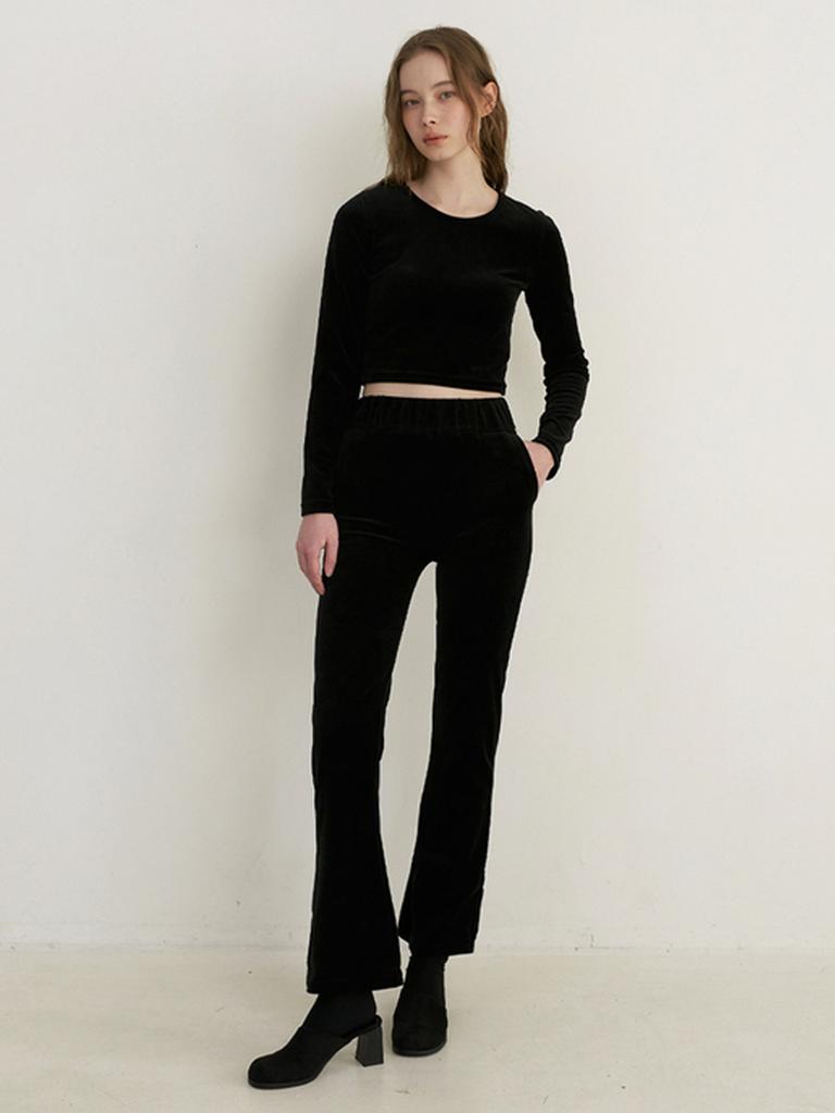 KINDABABY Velvet Top & Track Pants Set Up - Black