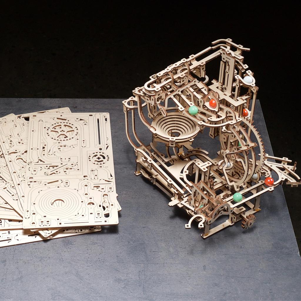 Ugears Marble Run Step Hoist 70156 Wooden Puzzle, Crafts & Models, No Glue or Tools Required, for Adults and Kids