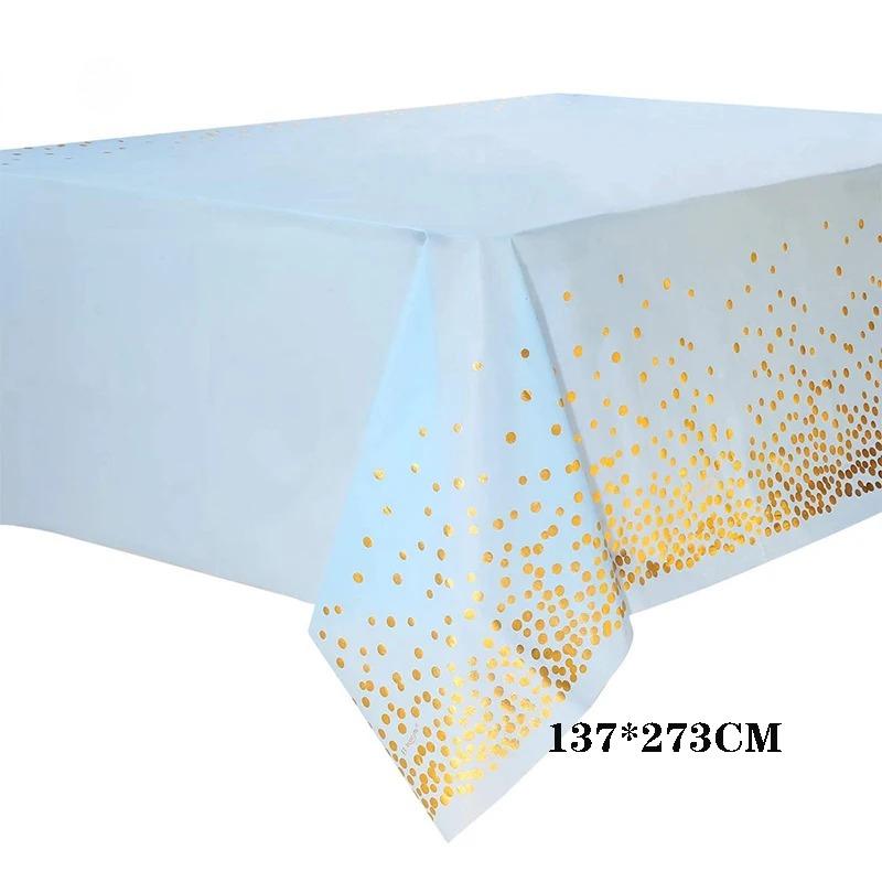 5PCS Disposable Tablecloth Party Rectangle Bronzing Waterproof Table Cloth for Wedding Birthday Party Christmas Home Decor
