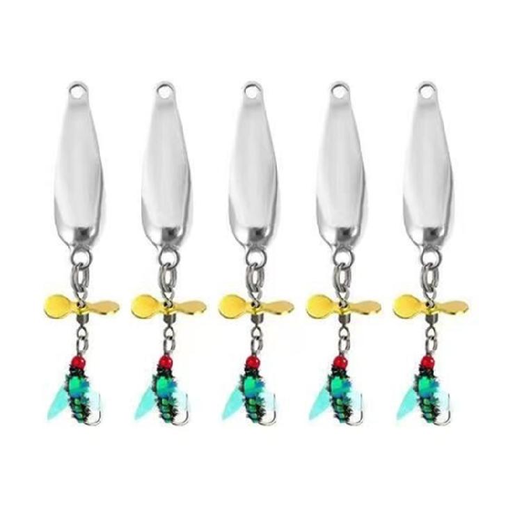 Spoon Spinner Sequins Baits Fly Fishing Baits Fishing Tackle with Propellers 5pcs Worm Fly Lures