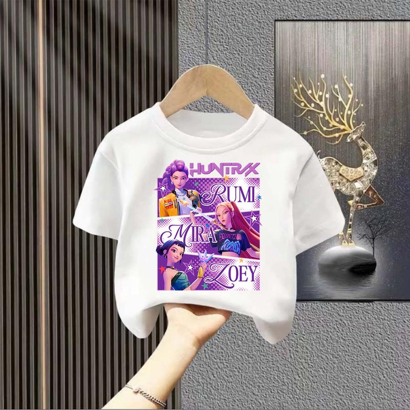 Kpop Lovci démonů Dětské oblečení Tričko s krátkým rukávem Roztomilé Kpop Lovci démonů Tygří Harajuku Tričko pro kluky a holky