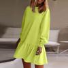 Women's  Long Sleeve Pullover Top Knit Ribbed Knit Patchwork Sweatshirt Dress Casual  Dresses