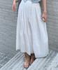 Cool Kitten Flare Long Skirt With Shirred Waist Detail (White)
