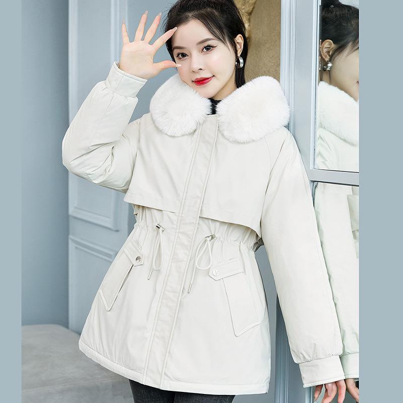 

Parke Women s New Winter Loose Down Cotton Clothes Short Large Wool Collar Plus Fleece Thickened Cotton Clothes Jacket XXXL