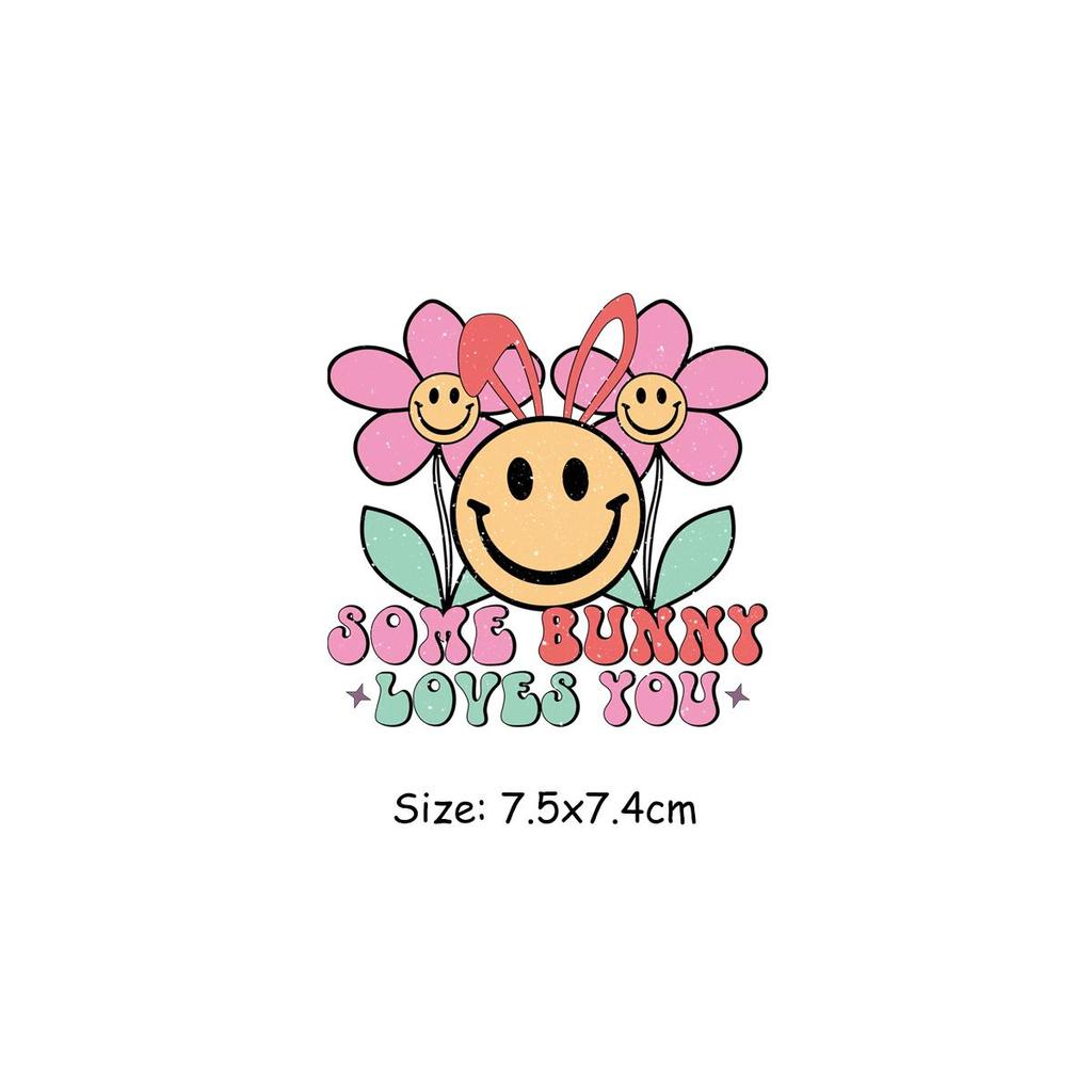 Happy Easter Designs Patch On Clothes Fashion Heat Press Appliqued Jeans Diy Accessory Sticker Stripes Patch Decals Bunny Wishes