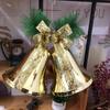 80cm Extra Large Golden Christmas Bell Ornament with Dual Clocks and Speakers for Mall, Hotel, or Bar Decor