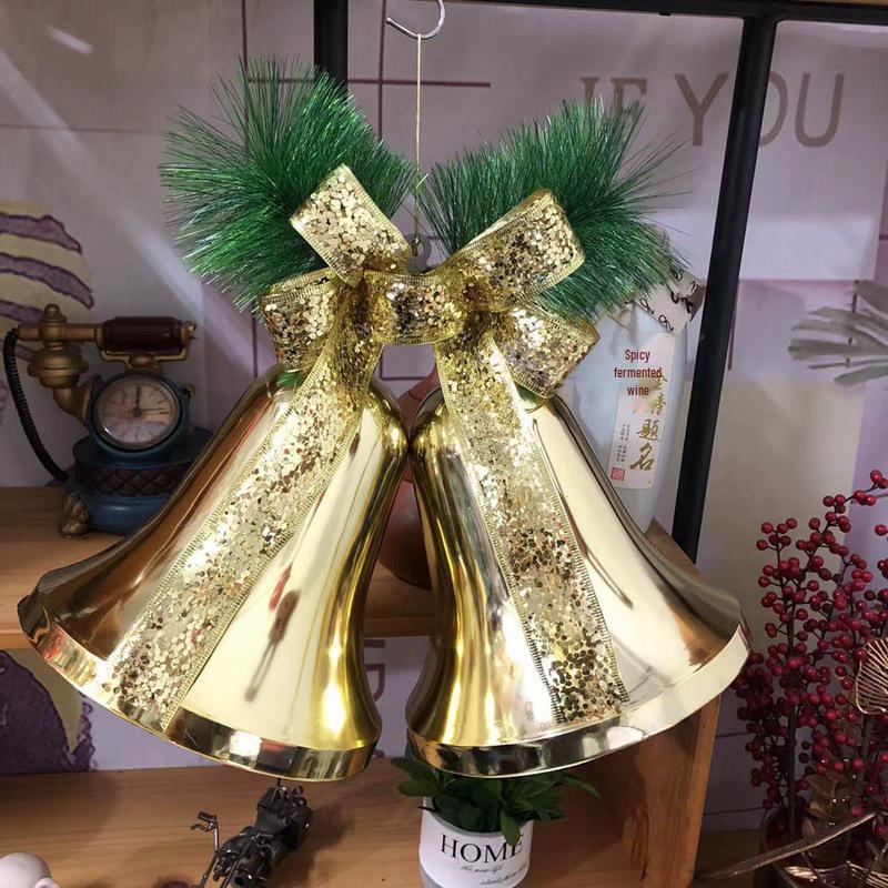 80cm Extra Large Golden Christmas Bell Ornament with Dual Clocks and Speakers for Mall, Hotel, or Bar Decor