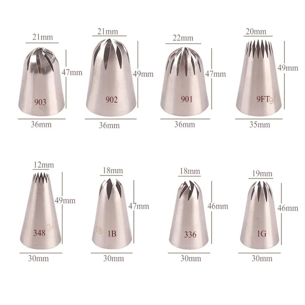 

Cake Decorating Kitchen Baking Tools for Cupcake, 8Pcs/Set Large Pastry Nozzles Icing Piping Tips, Stainless Steel, Cream Rose небесно-голубой
