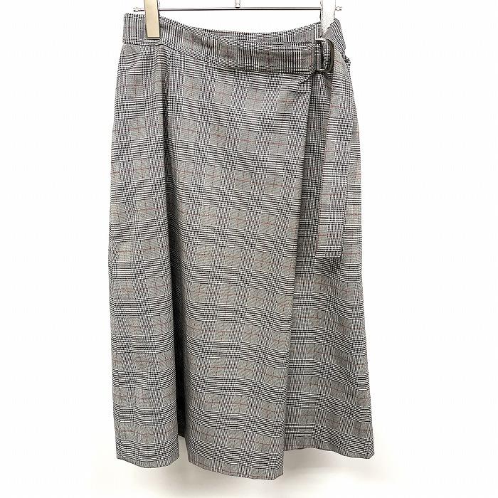 [Used] [Impression A] PLST Plaste Belted Skirt Belt part is integrated with the main body and cannot be removed A-line Lined Glen check Polyester x