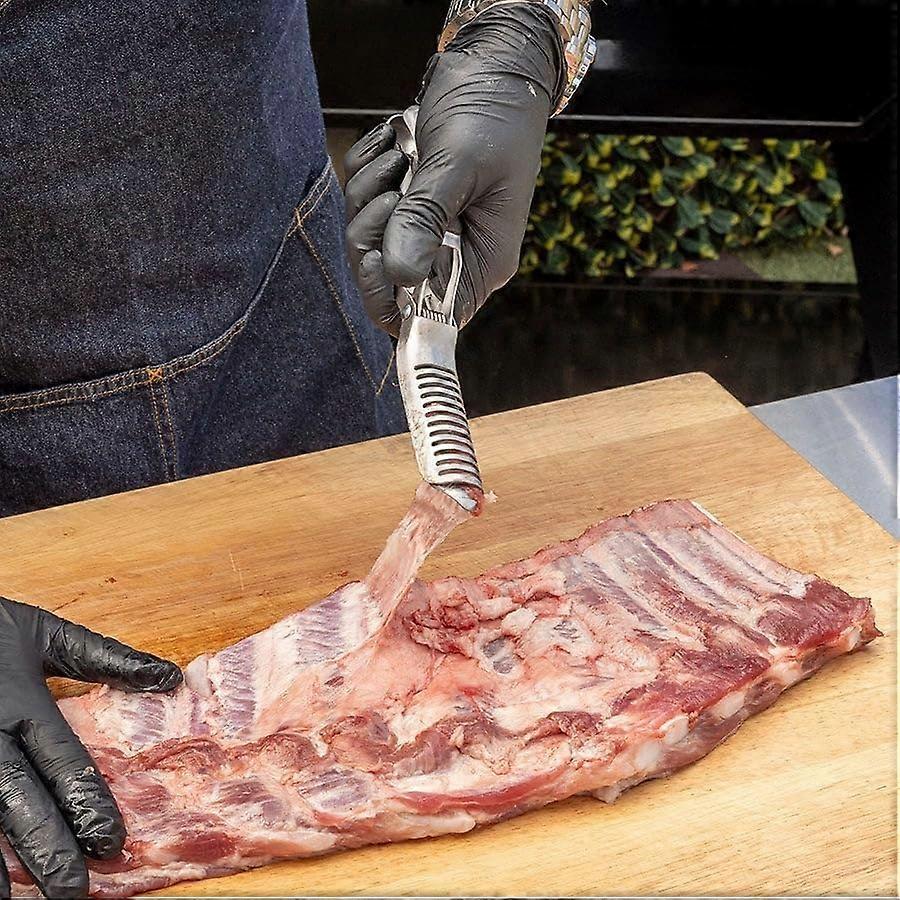 Rib Membrane Remover Stainless Steel Periosteal Stripper Kitchen Rib Prep Tool BBQ Accessories