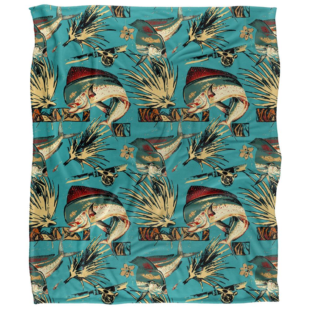 JQ Licensing Jl-Jp-Jq Silky Tiki Flower Fishing Supersoft Blanket