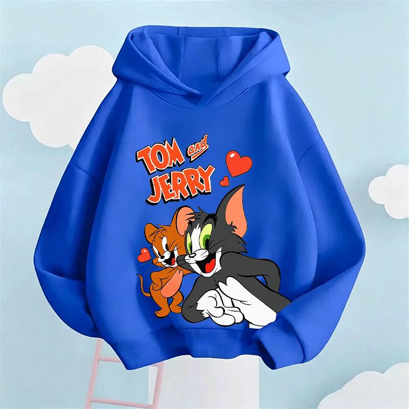 2026 New Autumn Boys Girls Hoodies Cartoon Print Children's Tom Jerry  Autumn Winter Long Sleeve Sweatshirt Cute Girls Hoodies
