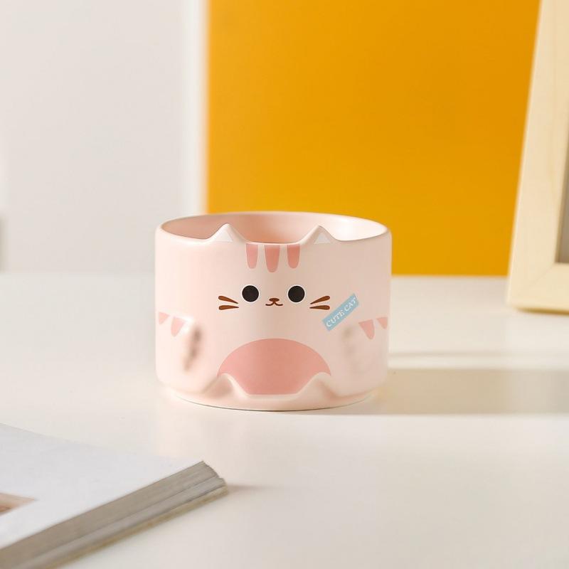 Cat Ceramic Cup Cartoon Cute Mug Stacked Against Cup Cat Cup Household Drinking Water Cup Coffee Cup Gift