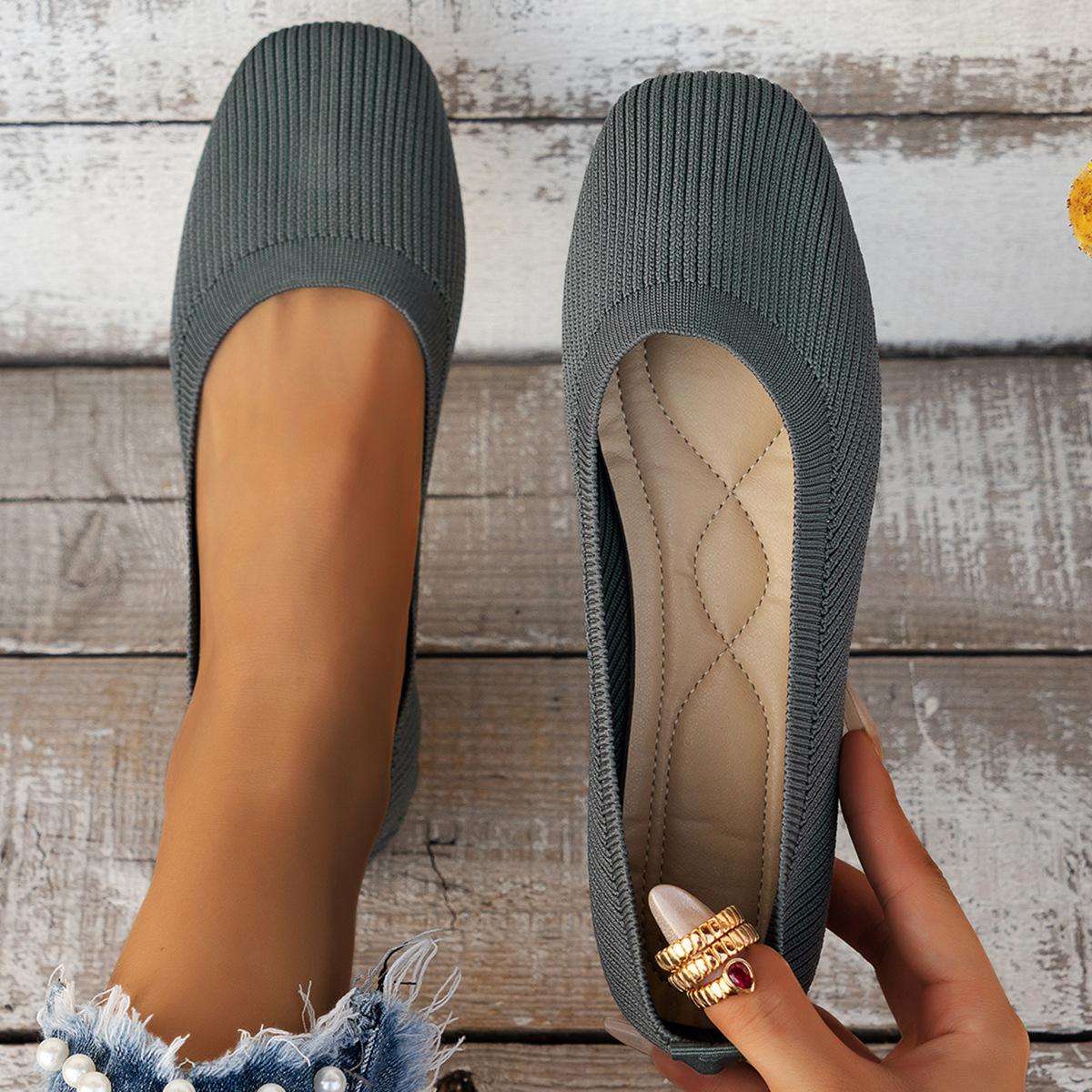 

Летние женские туфли на плоской подошве с квадратным носком 2024 года, новые повседневные элегантные женские кроссовки на низком каблуке, удобные сетчатые мокасины без застежек 36