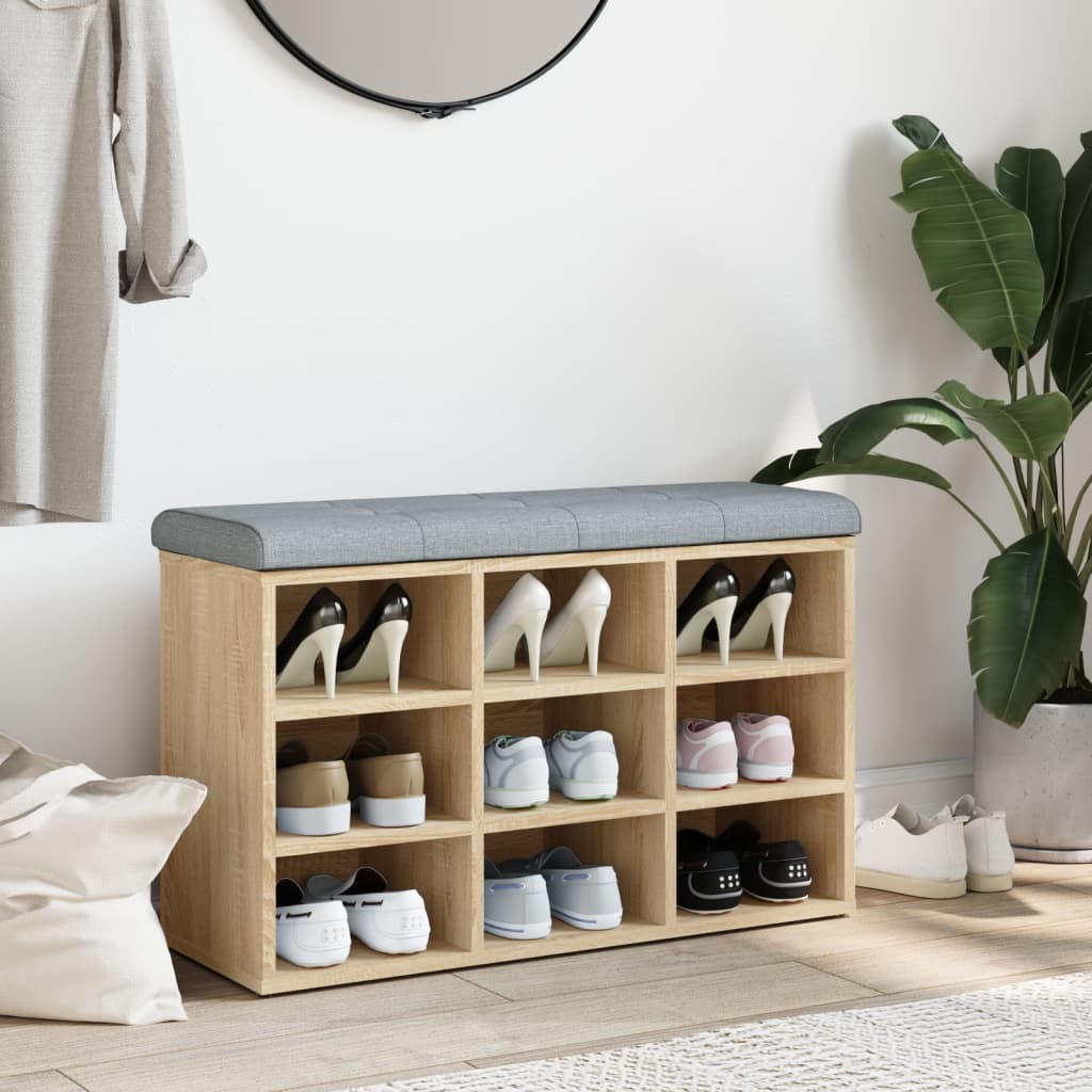 Schuhbank für den Eingangsbereich, mit Platz für 9 Paar Schuhe, vielseitig einsetzbare Schuhbank, 82 x 32 x 50 cm